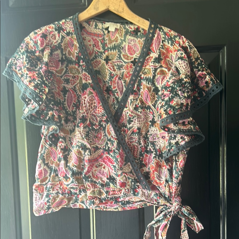 Floral Wrap Top with Tie Detail